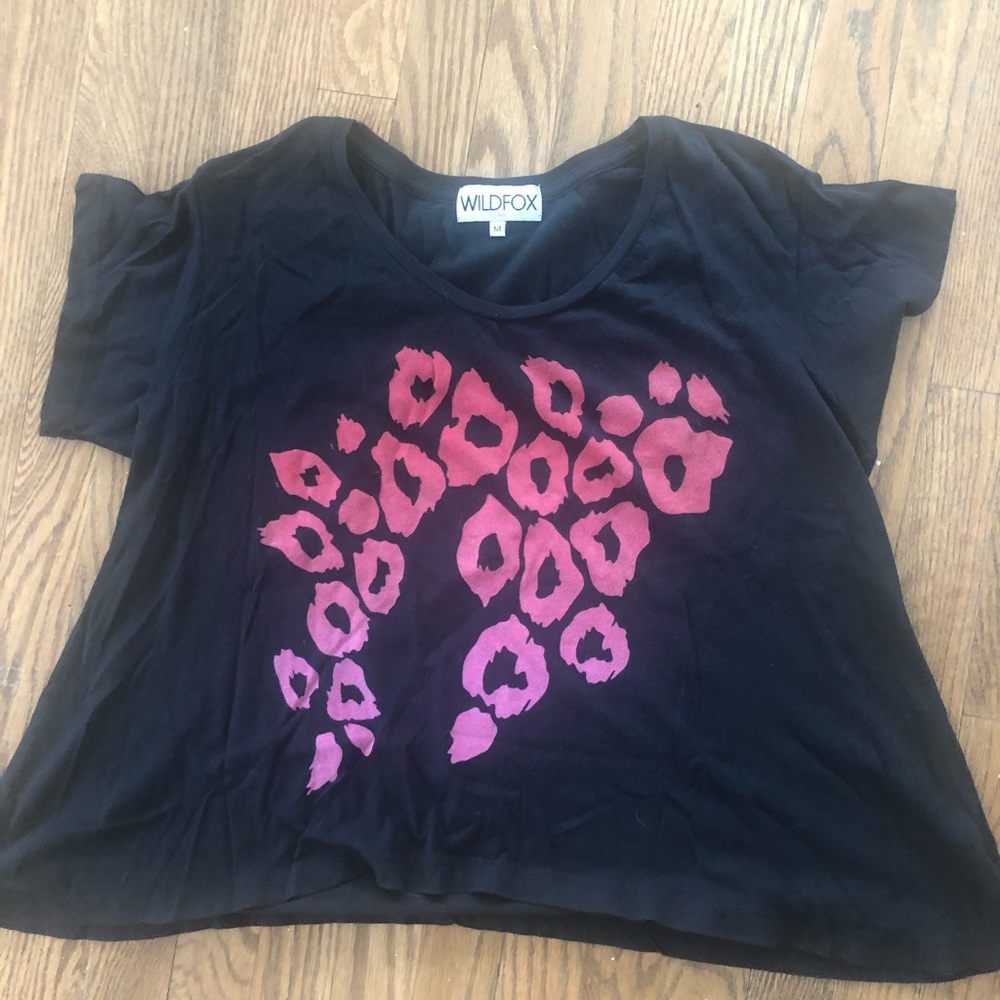 Wild fox Leopard Print Black Tee M